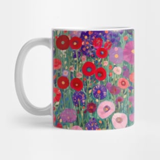 Red Purple Pink and White Flowers in a Garden Mug